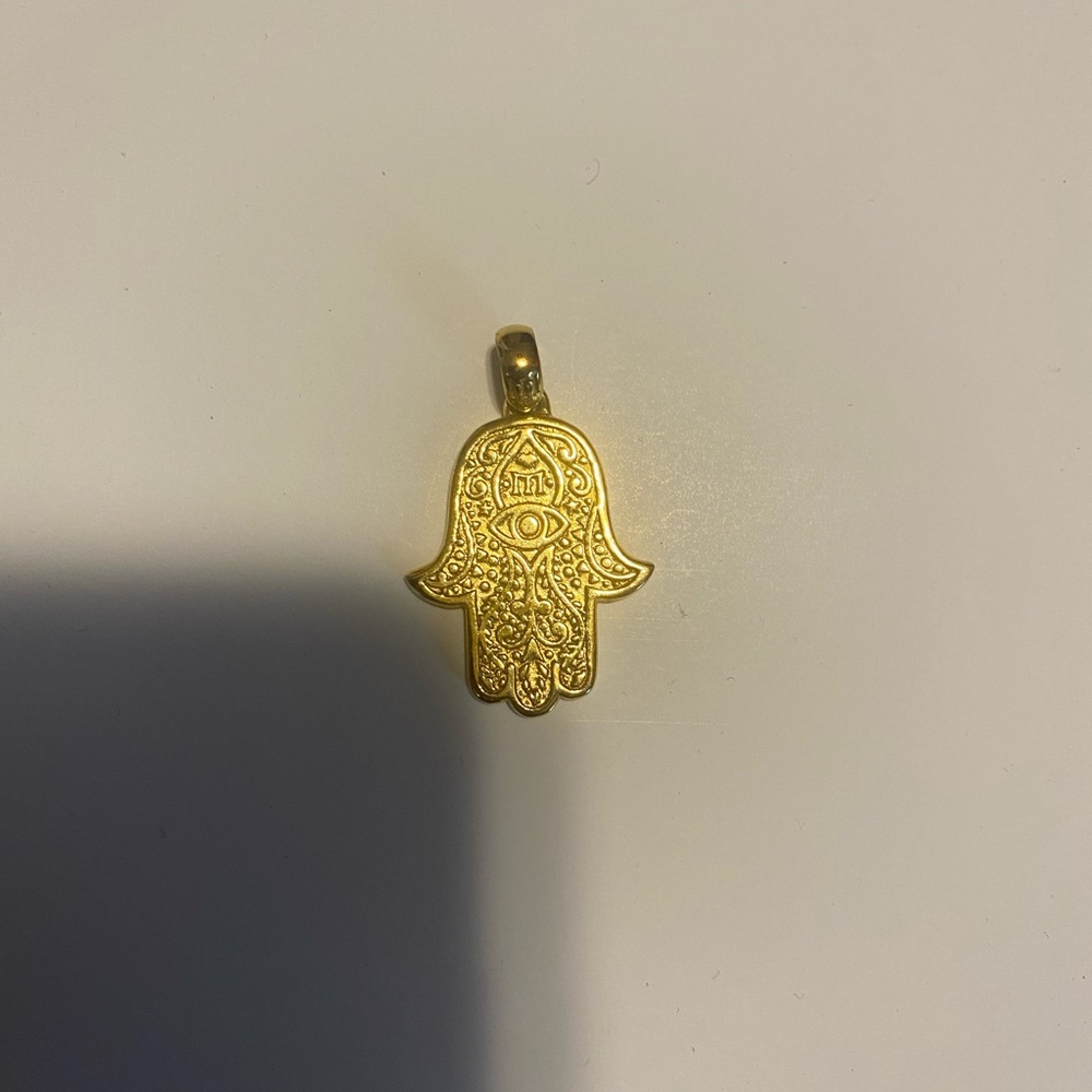 Gold plated hamsa hand pendant